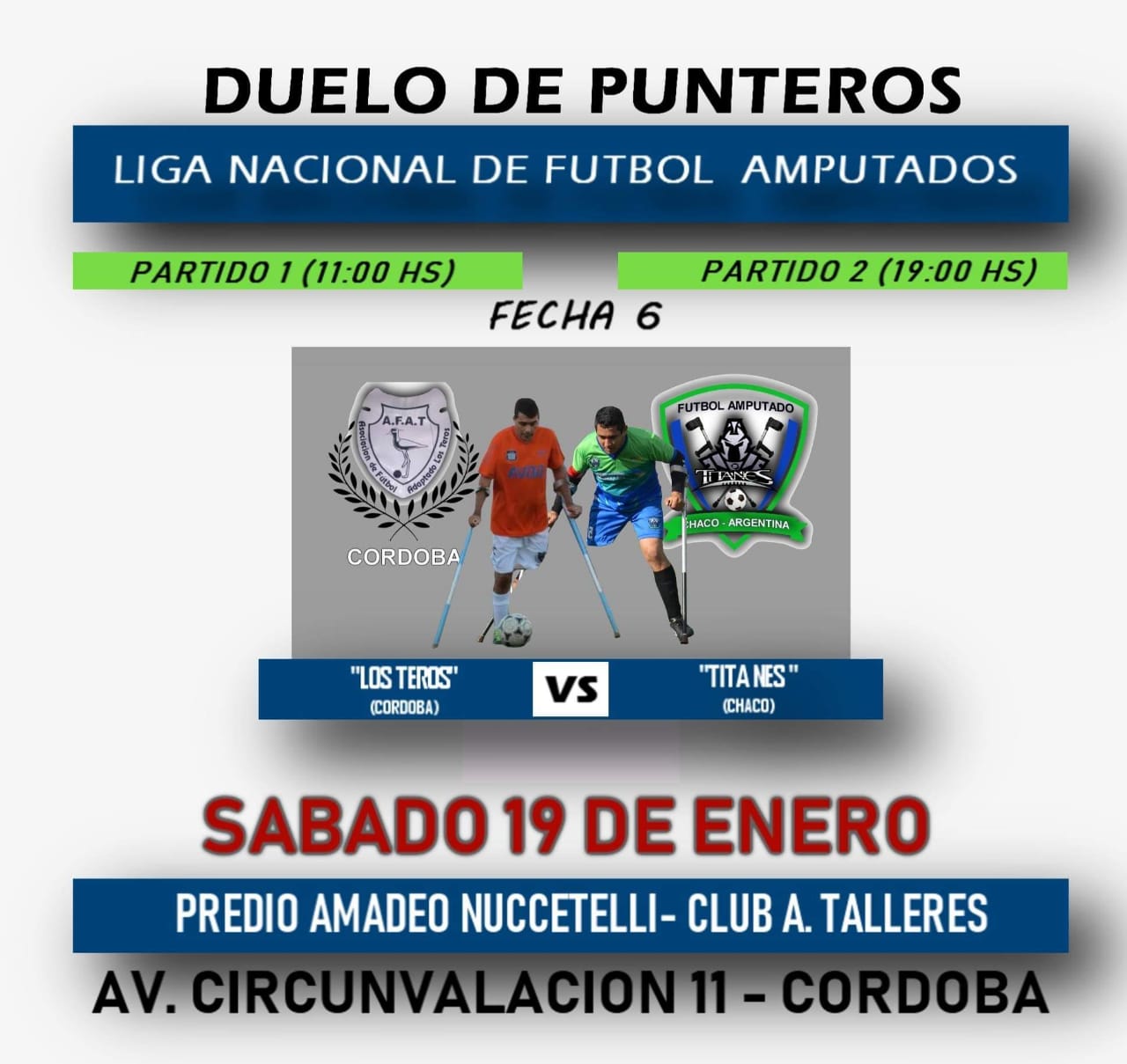 Nota: Fútbol para amputados: duelo de punteros en la Liga Nacional