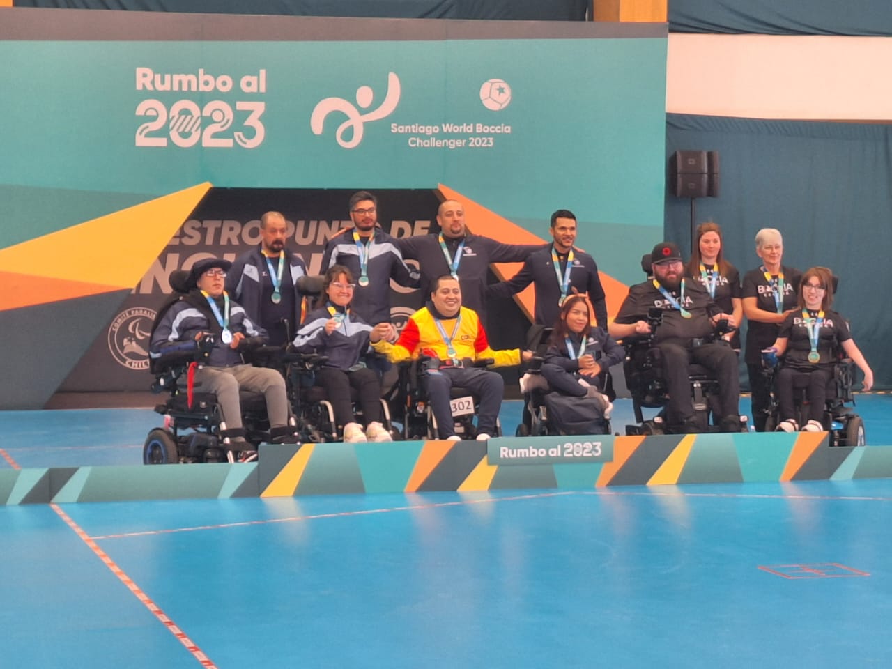 El equipo argentino de boccia luego de la premiación en el Challenger de Santiago